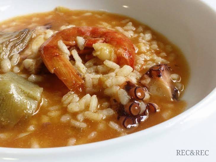 ARROZ MELOSO CON GAMBAS Y ALCACHOFAS. CIERRA LOS OJOS