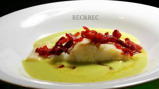 BACALAO CON CREMA DE JUDÍA VERDE. UNA DELICATESSEN.