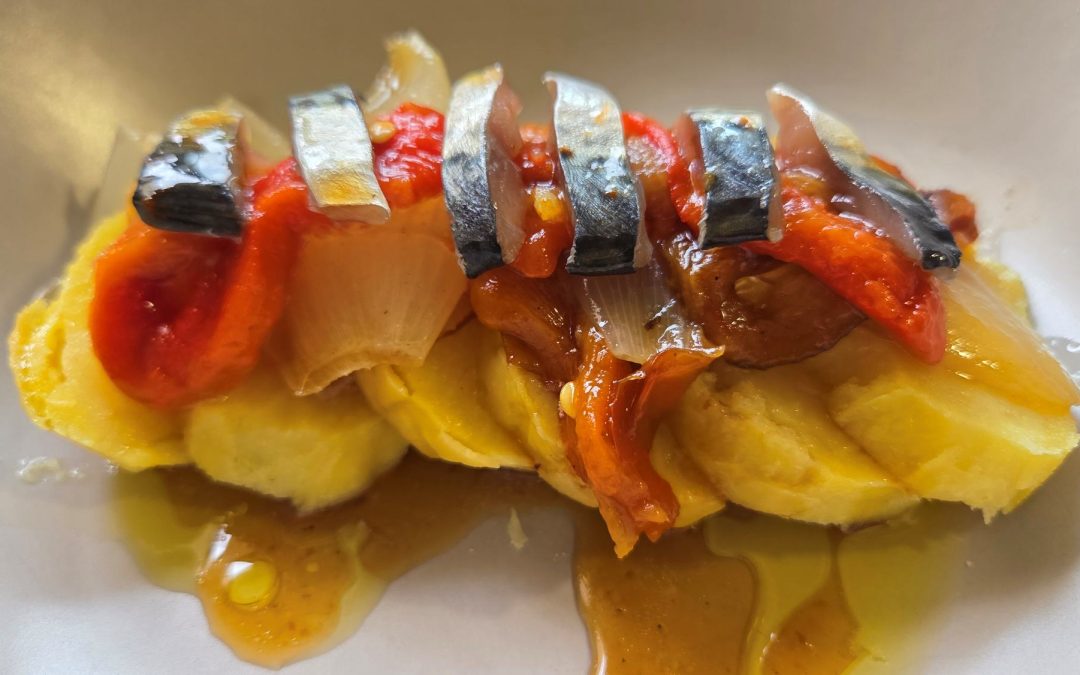 VERDURAS ASADAS CON CABALLA MARINADA